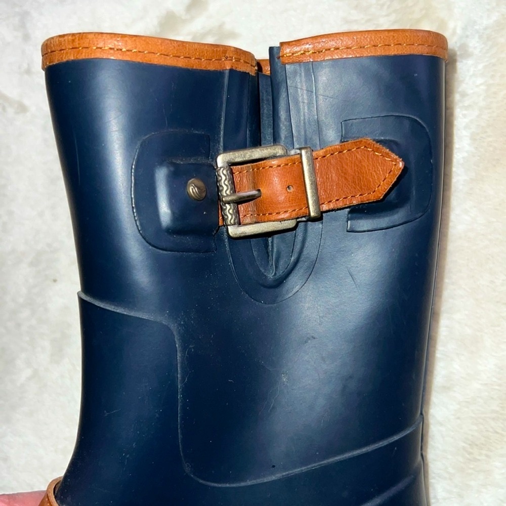 SPERRY 🌧️  TOP SIDER LEATHER ACCENT FLEECE LINED WATERPROOF RUBBER RAIN BOOTS 11 - Picture 6 of 10